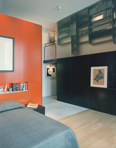 Blackened steel shelving