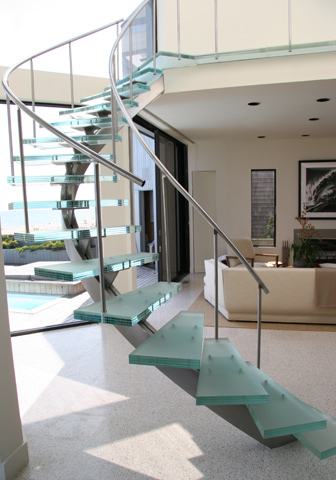 Glass and stainless steel stairs