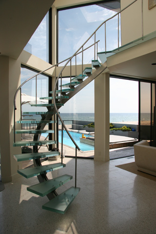 Glass and stainless steel stairs