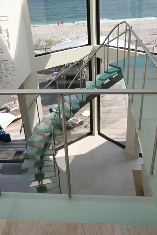 Glass and stainless steel stairs